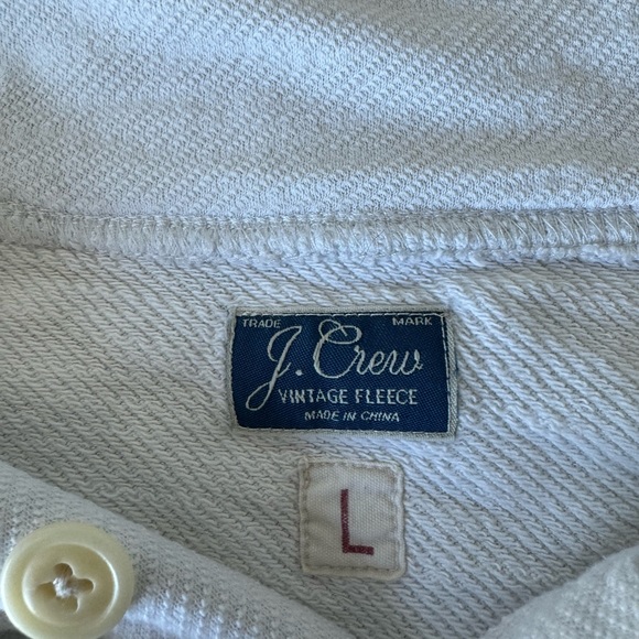 J. Crew Vintage Fleece Light Grey Henley Pullover - Picture 3 of 3